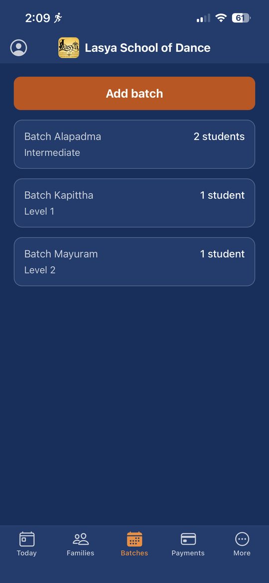 Batches: the school's classes and their schedule